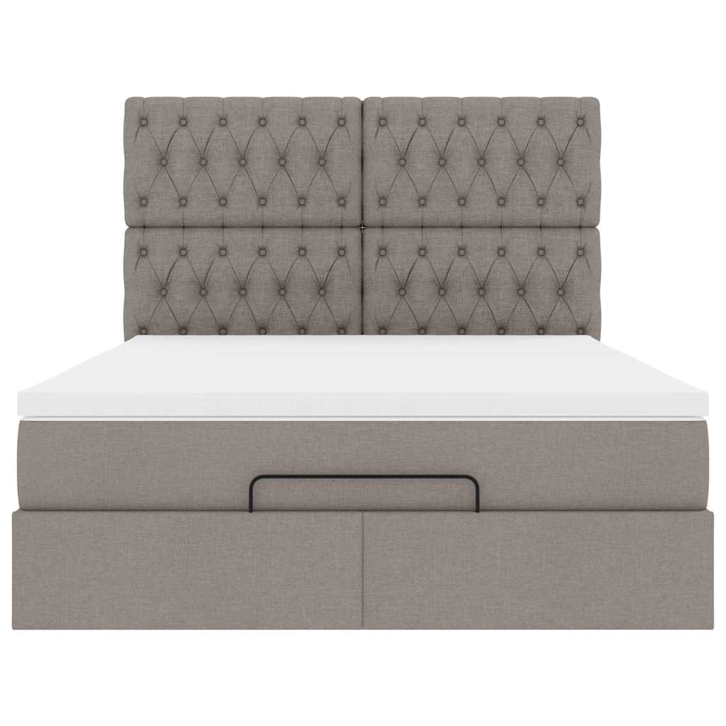 Ottoman sängram med madrass taupe 140x200 cm tyg