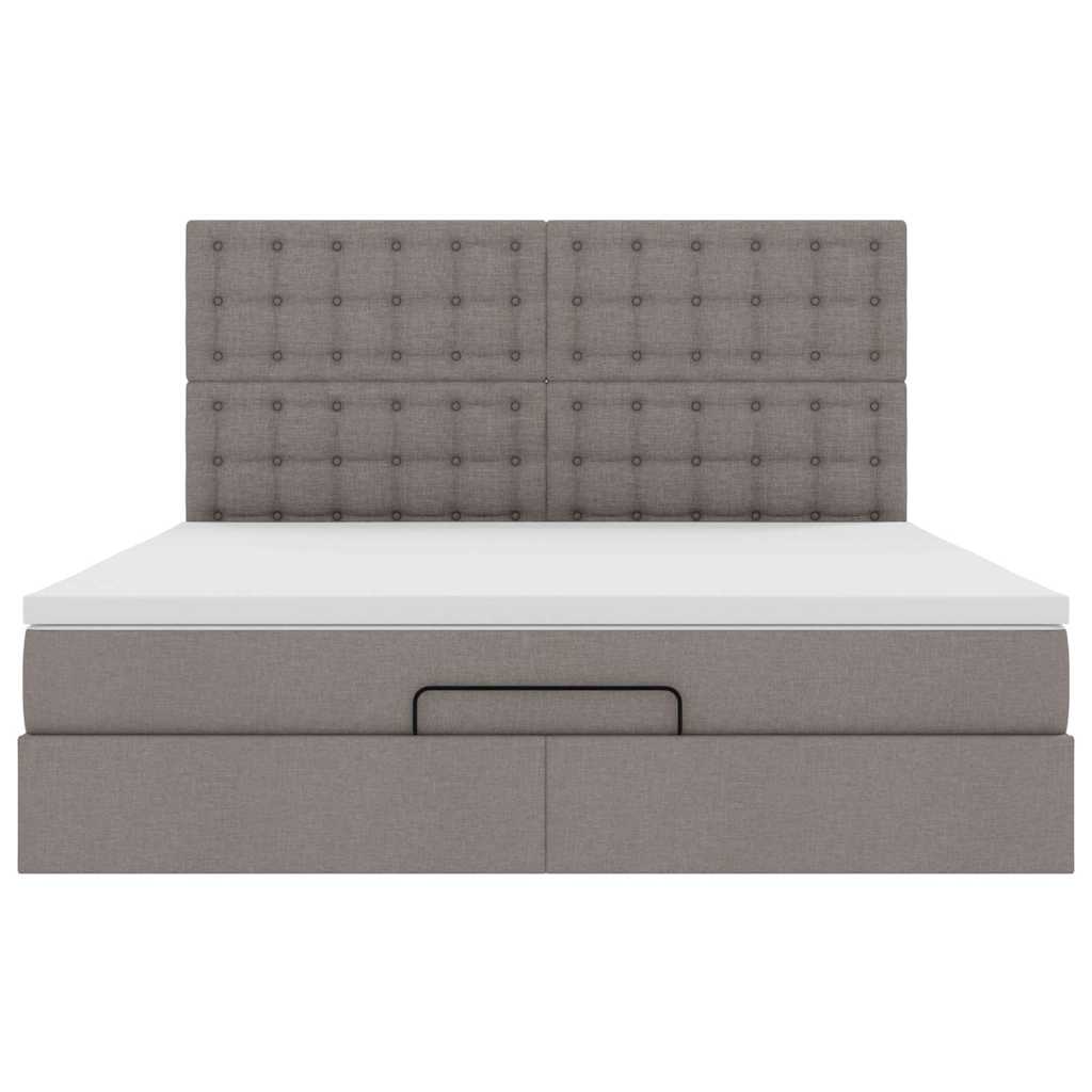 Ottoman sängram med madrass taupe 160x200 cm tyg