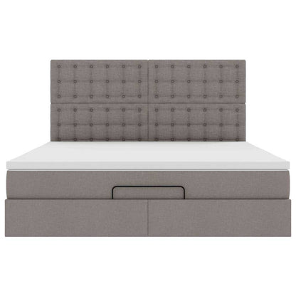 Ottoman sängram med madrass taupe 160x200 cm tyg