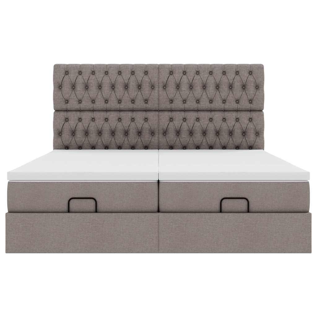 Ottoman sängram med madrasser taupe 180x200 cm tyg