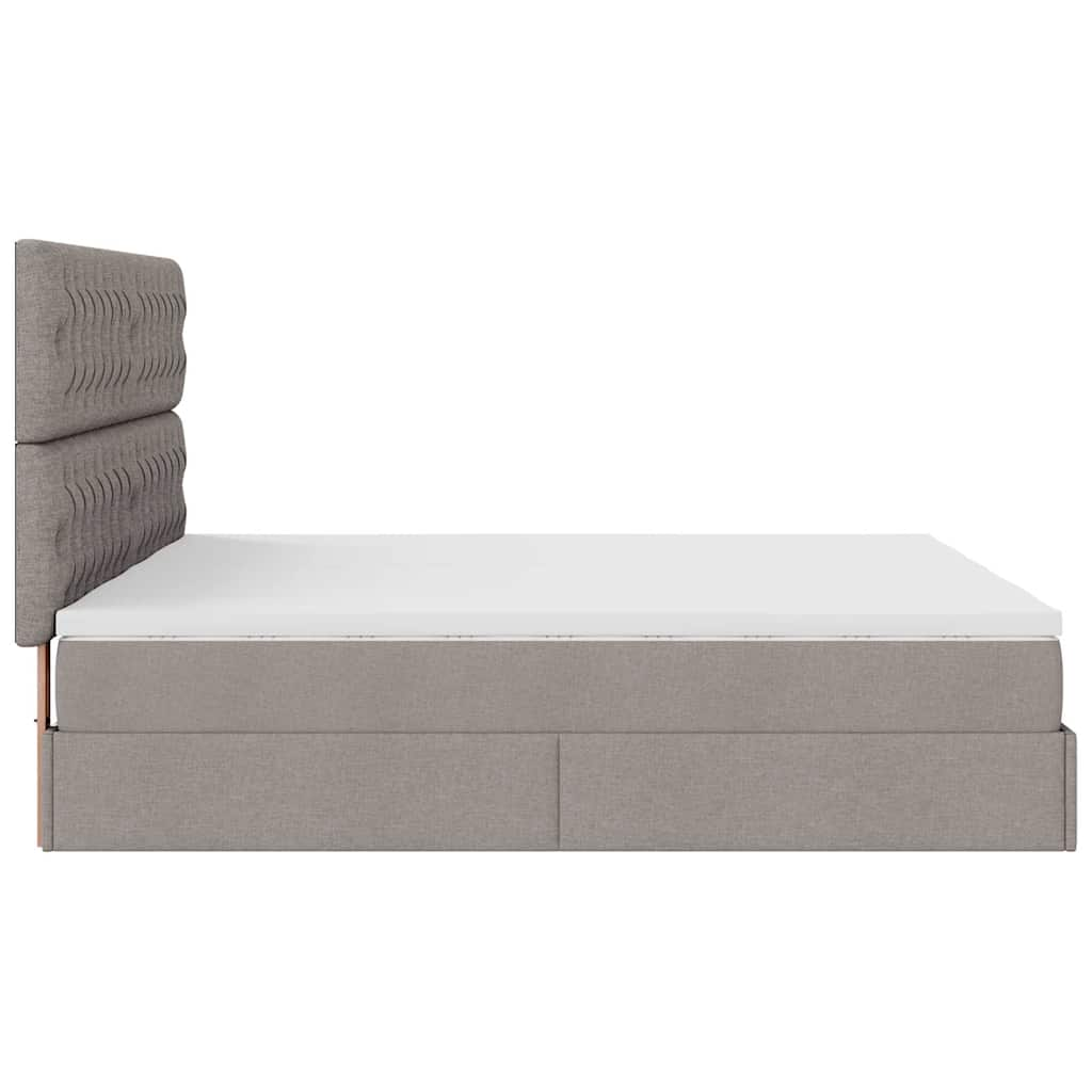 Ottoman sängram med madrasser taupe 180x200 cm tyg