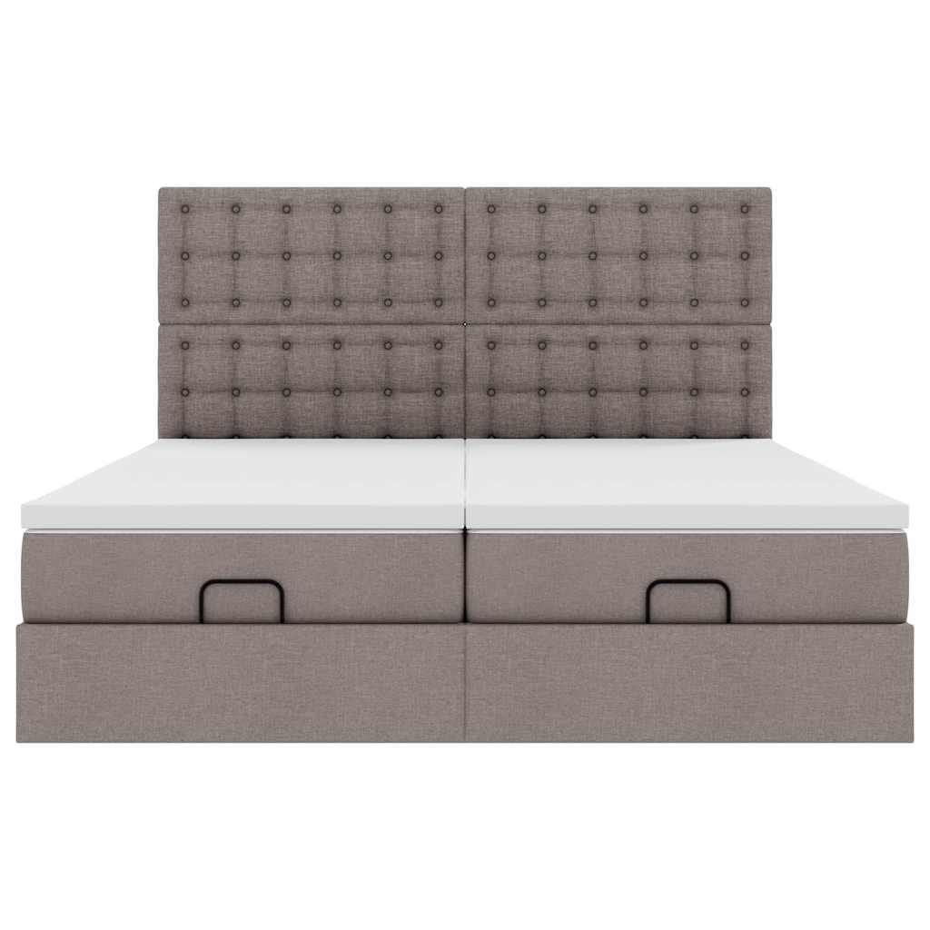 Ottoman sängram med madrasser taupe 180x200 cm tyg