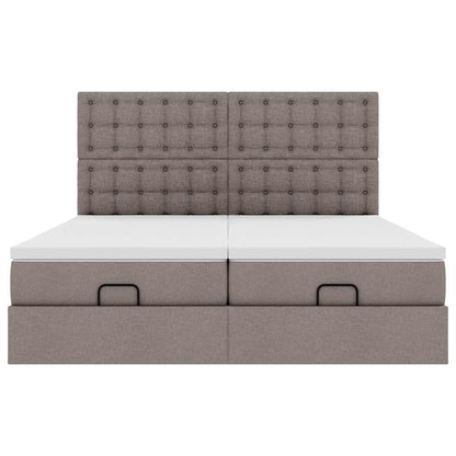 Ottoman sängram med madrasser taupe 180x200 cm tyg