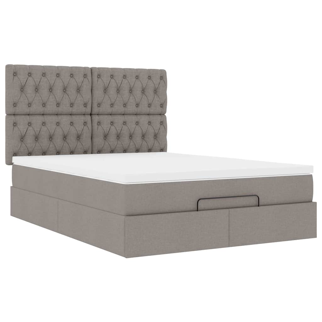 Ottoman sängram med madrass taupe 140x190 cm tyg