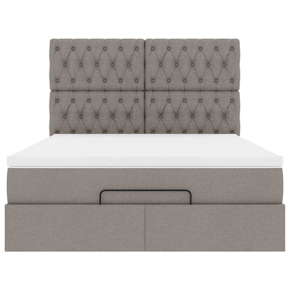 Ottoman sängram med madrass taupe 140x190 cm tyg