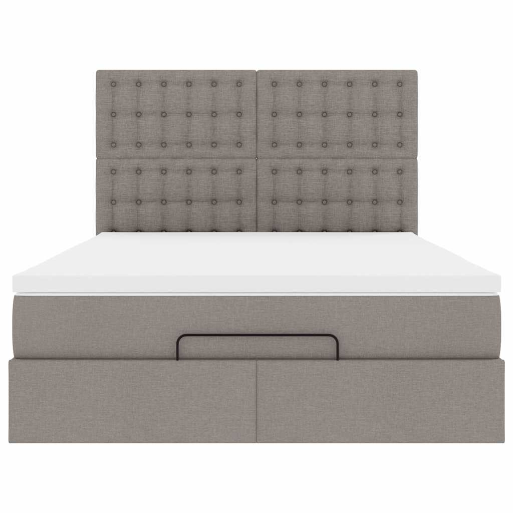 Ottoman sängram med madrass taupe 140x190 cm tyg