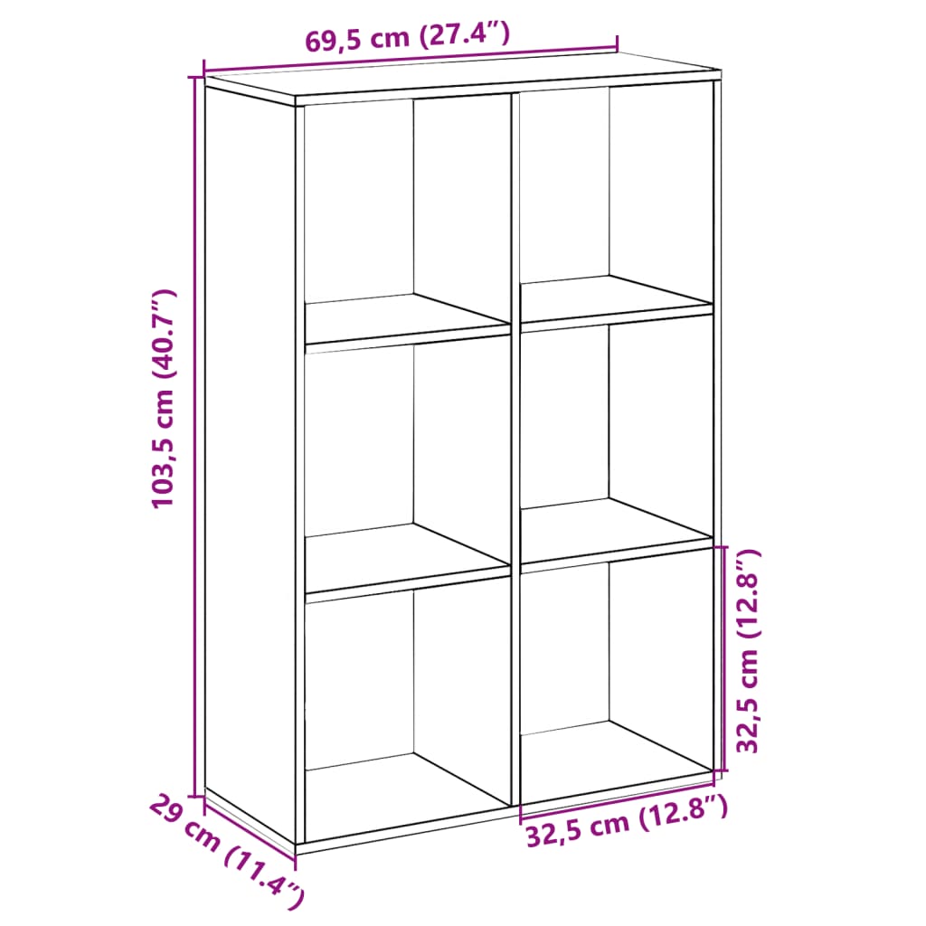 Bokhylla/Rumsavdelare vit 69,5x29x103,5 cm konstruerat trä