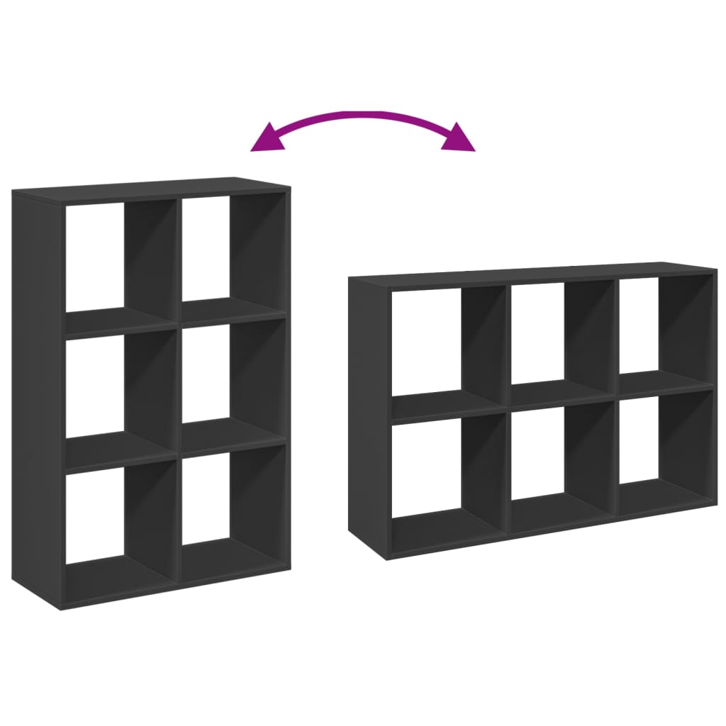 Bokhylla/Rumsavdelare svart 69,5x29x103,5 cm konstruerat trä