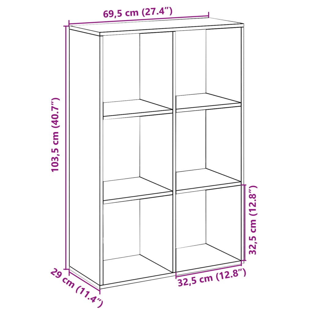 Bokhylla/Rumsavdelare sonoma-ek 69,5x29x103,5cm konstruerat trä