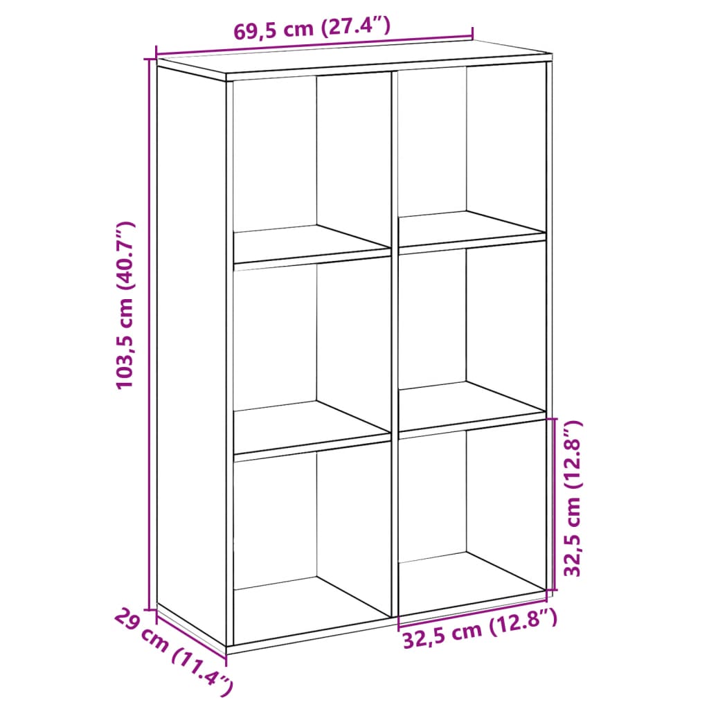 Bokhylla/Rumsavdelare betonggrå 69,5x29x103,5cm konstruerat trä