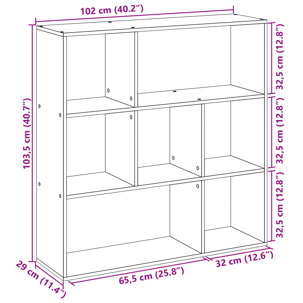 Bokhylla/Rumsavdelare brun ek 102x29x103,5 cm konstruerat trä