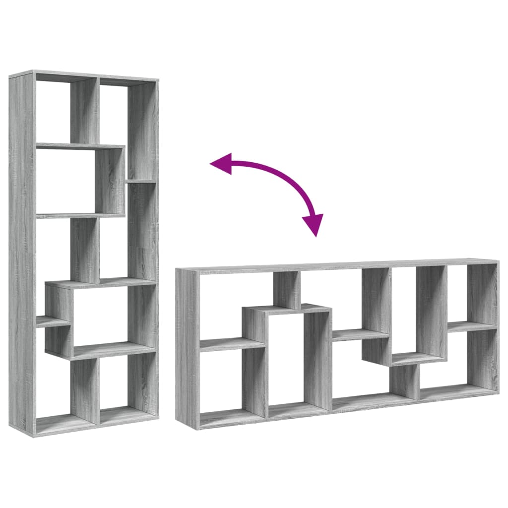 Bokhylla/Rumsavdelare grå sonoma 67x25x161,5 cm konstruerat trä