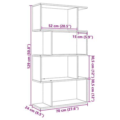 Bokhylla/Rumsavdelare 4 hyllor vit 70x24x129 cm konstruerat trä