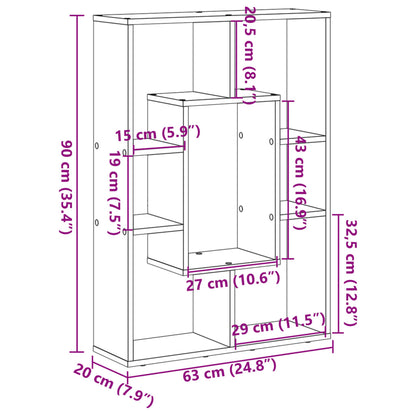 Bokhylla rökfärgad ek 63x20x90 cm konstruerat trä