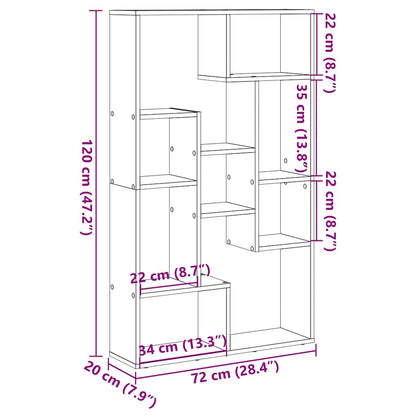 Bokhylla ek 72x20x120 cm konstruerat trä