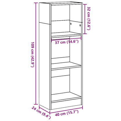 Bokhylla sonoma-ek 40x24x109 cm konstruerat trä