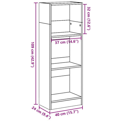 Bokhylla rökfärgad ek 40x24x109 cm konstruerat trä