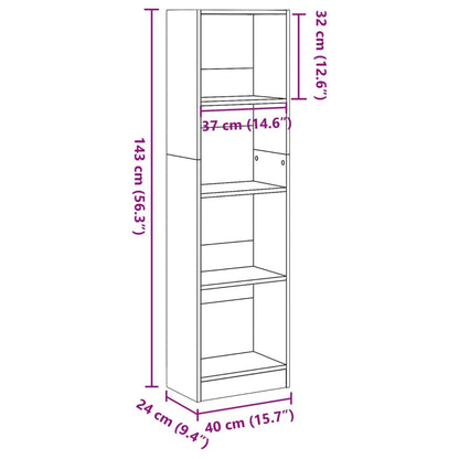 Bokhylla vit 40x24x143 cm konstruerat trä