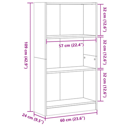 Bokhylla svart 60x24x109 cm konstruerat trä