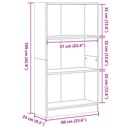 Bokhylla brun ek 60x24x109 cm konstruerat trä