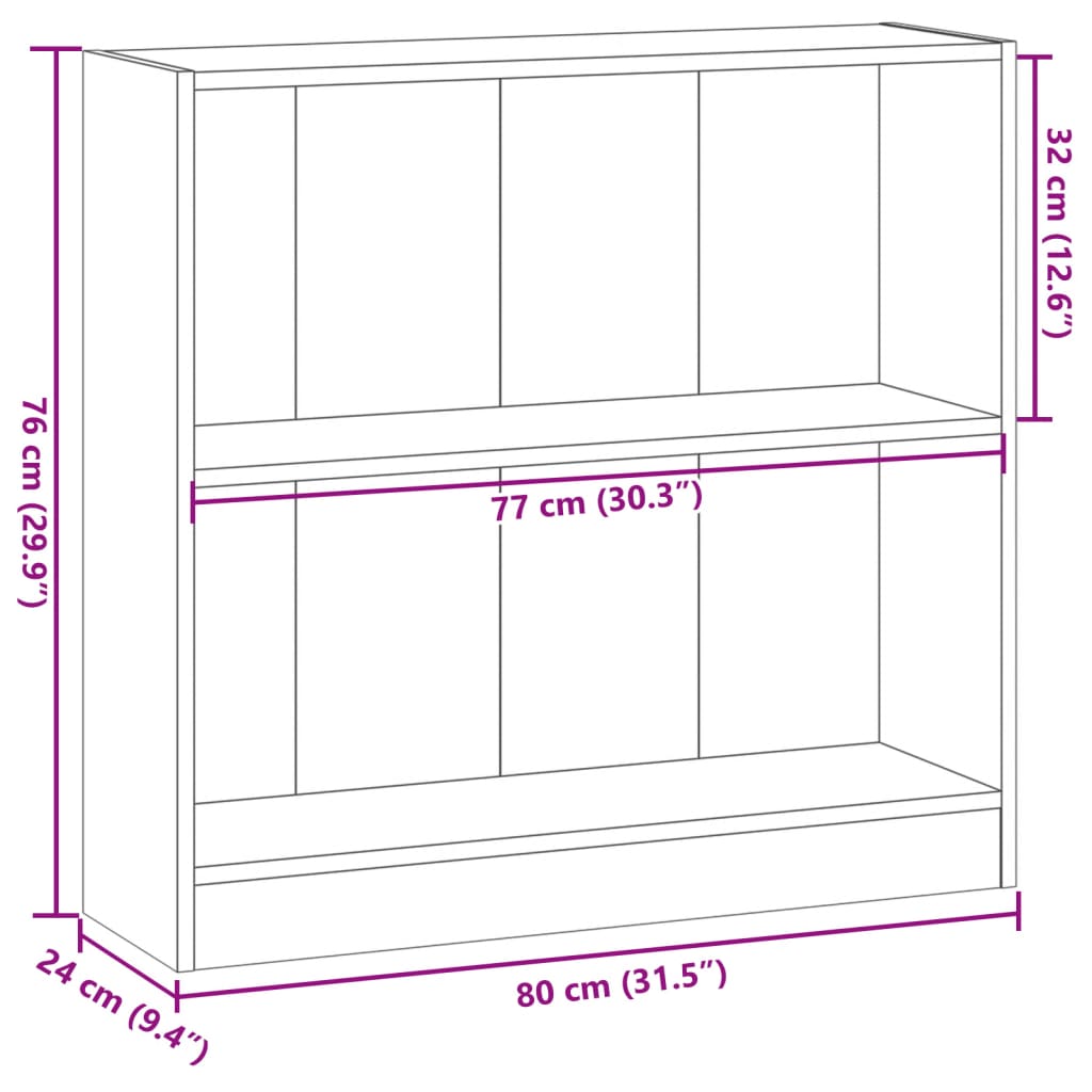 Bokhylla åldrat trä 80x24x76 cm konstruerat trä