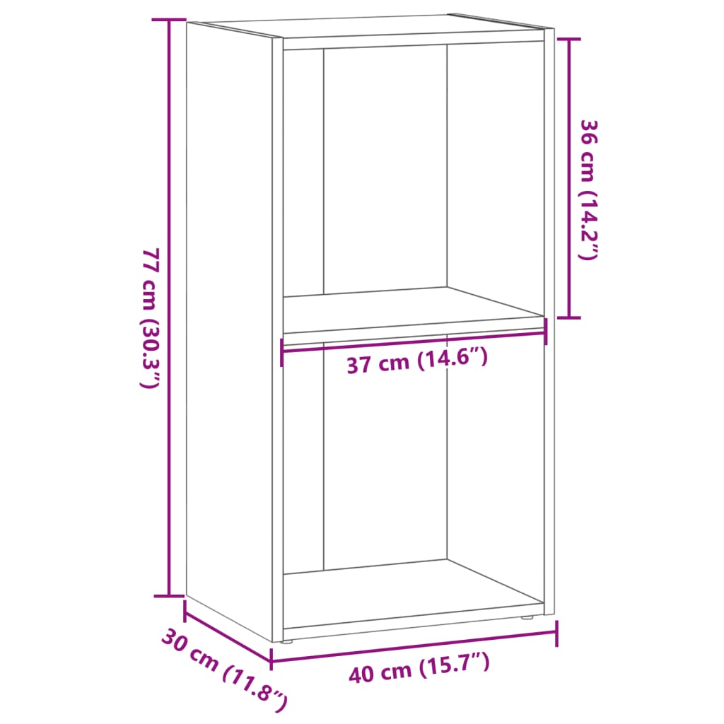 Bokhylla ek 40x30x77 cm konstruerat trä