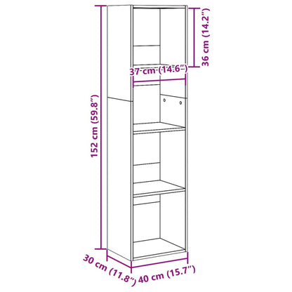 Bokhylla sonoma-ek 40x30x152 cm konstruerat trä