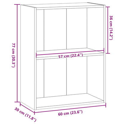 Bokhylla rökfärgad ek 60x30x77 cm konstruerat trä