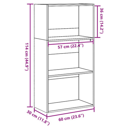 Bokhylla vit 60x30x114 cm konstruerat trä