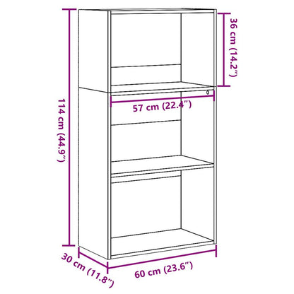 Bokhylla rökfärgad ek 60x30x114 cm konstruerat trä