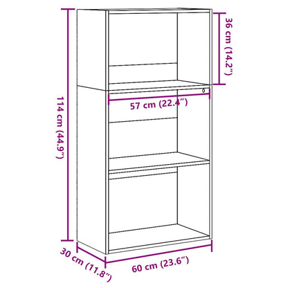 Bokhylla brun ek 60x30x114 cm konstruerat trä