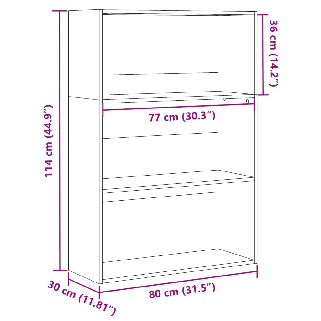 Bokhylla vit 80x30x114 cm konstruerat trä