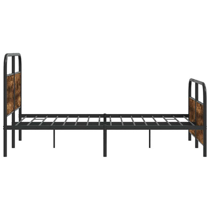 Sängram utan madrass metall rökfärgad ek 140x190 cm