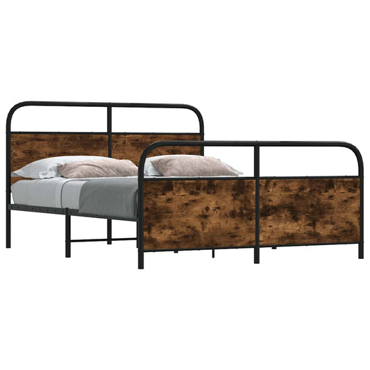 Sängram utan madrass metall rökfärgad ek 150x200 cm