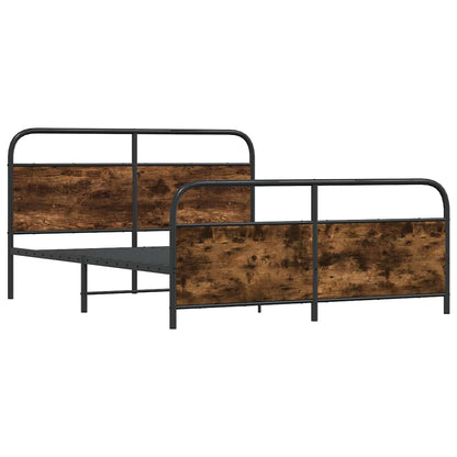 Sängram utan madrass metall rökfärgad ek 160x200 cm