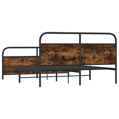 Sängram utan madrass metall rökfärgad ek 160x200 cm