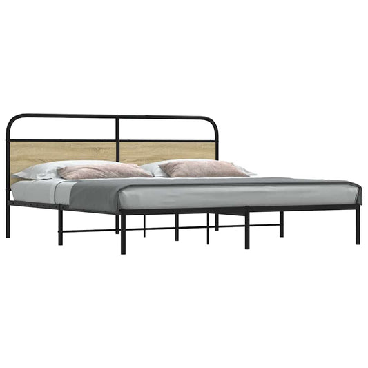 Sängram utan madrass metall sonoma-ek 180x200 cm