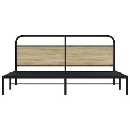 Sängram utan madrass metall sonoma-ek 193x203 cm