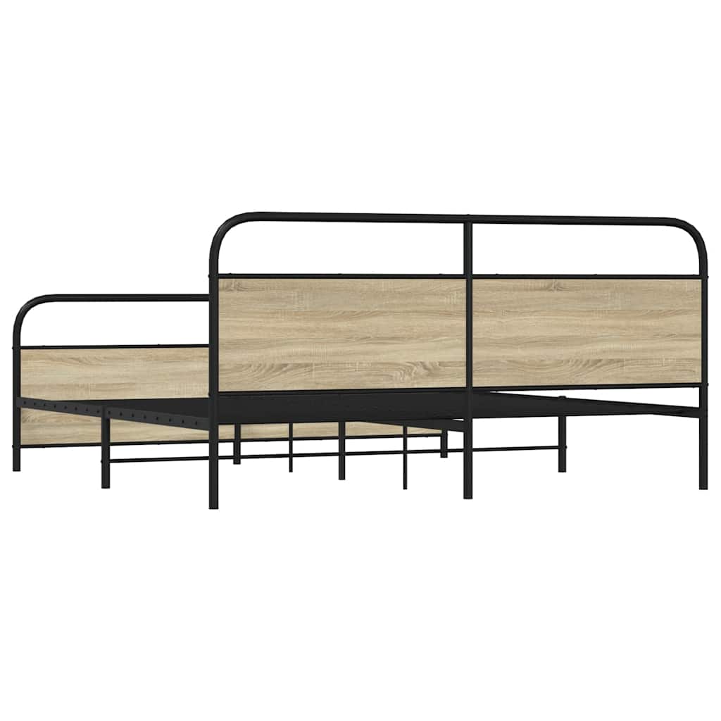 Sängram utan madrass metall sonoma-ek 180x200 cm