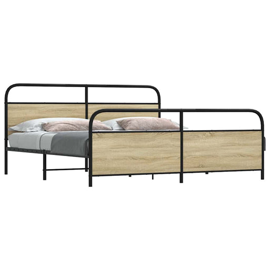 Sängram utan madrass metall sonoma-ek 180x200 cm
