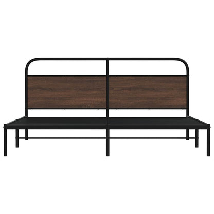 Sängram utan madrass metall brun ek 183x213 cm