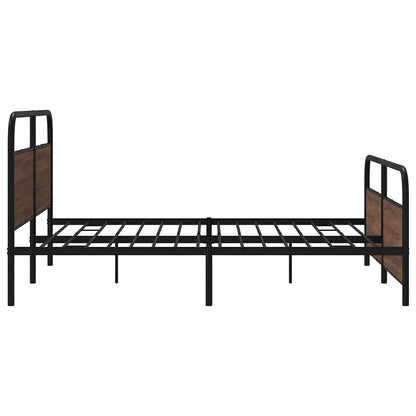 Sängram utan madrass metall brun ek 183x213 cm