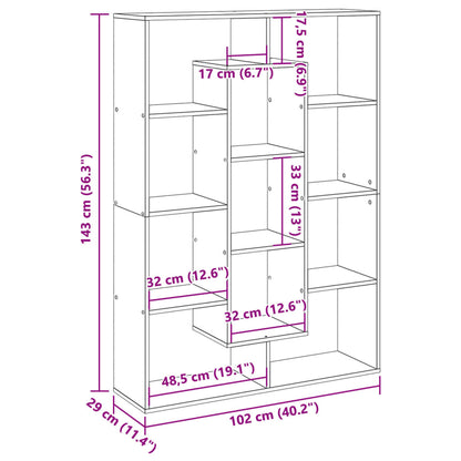 Bokhylla sonoma-ek 102x29x143 cm konstruerat trä