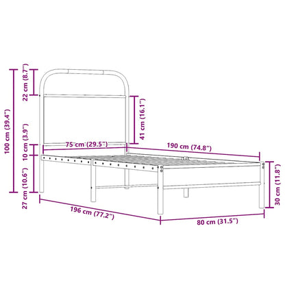 Sängram utan madrass rökfärgad ek 75x190 cm konstruerad trä