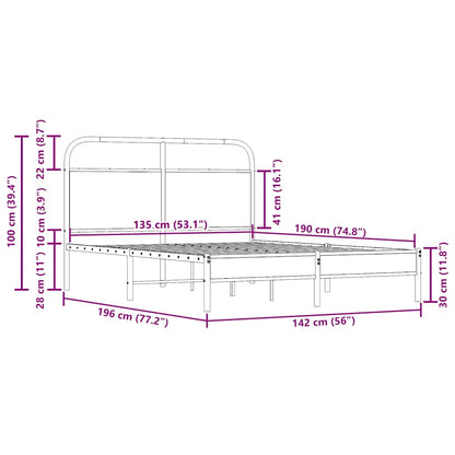 Sängram utan madrass rökfärgad ek 135x190 cm konstruerad trä