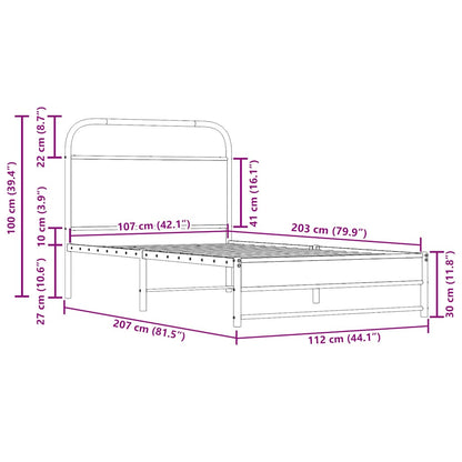 Sängram utan madrass rökfärgad ek 107x203 cm konstruerad trä
