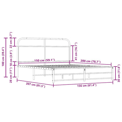 Sängram utan madrass rökfärgad ek 150x200 cm konstruerad trä