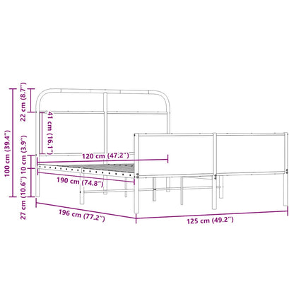 Sängram utan madrass sonoma-ek 120x190 cm konstruerad trä