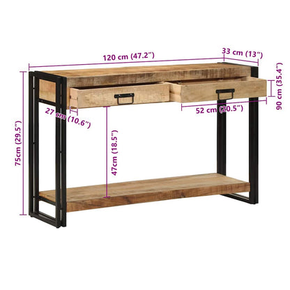 Konsolbord 120x33x75 cm Solid Grovt Mangoträ