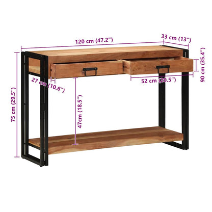 Konsolbord 120x33x75 cm Massivt Akaciaträ